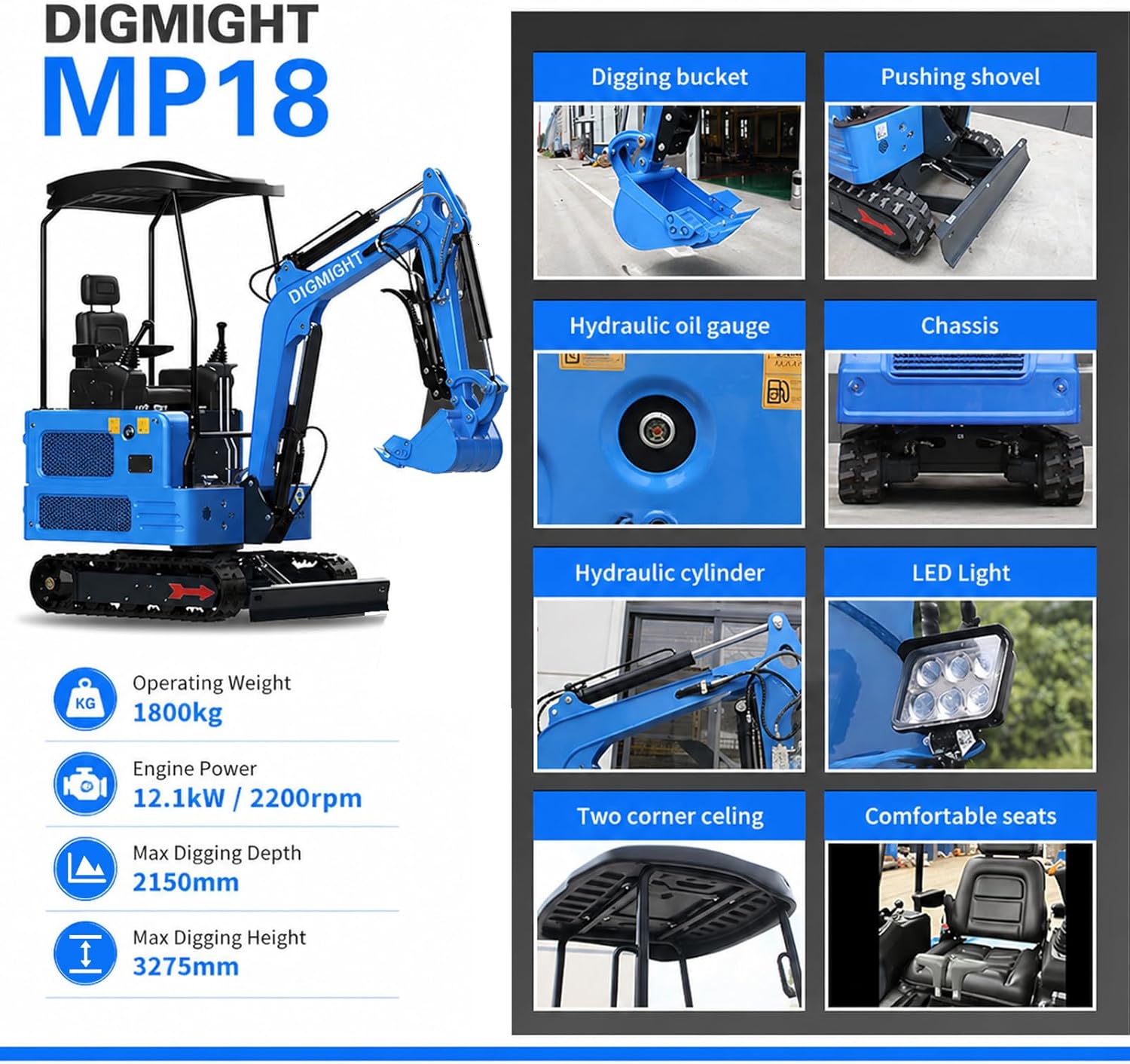DIGMIGHT DS-180 Mini Excavator Review: Pros & Cons 4 DIGMIGHT DS-180 mini excavator review compared against top alternatives