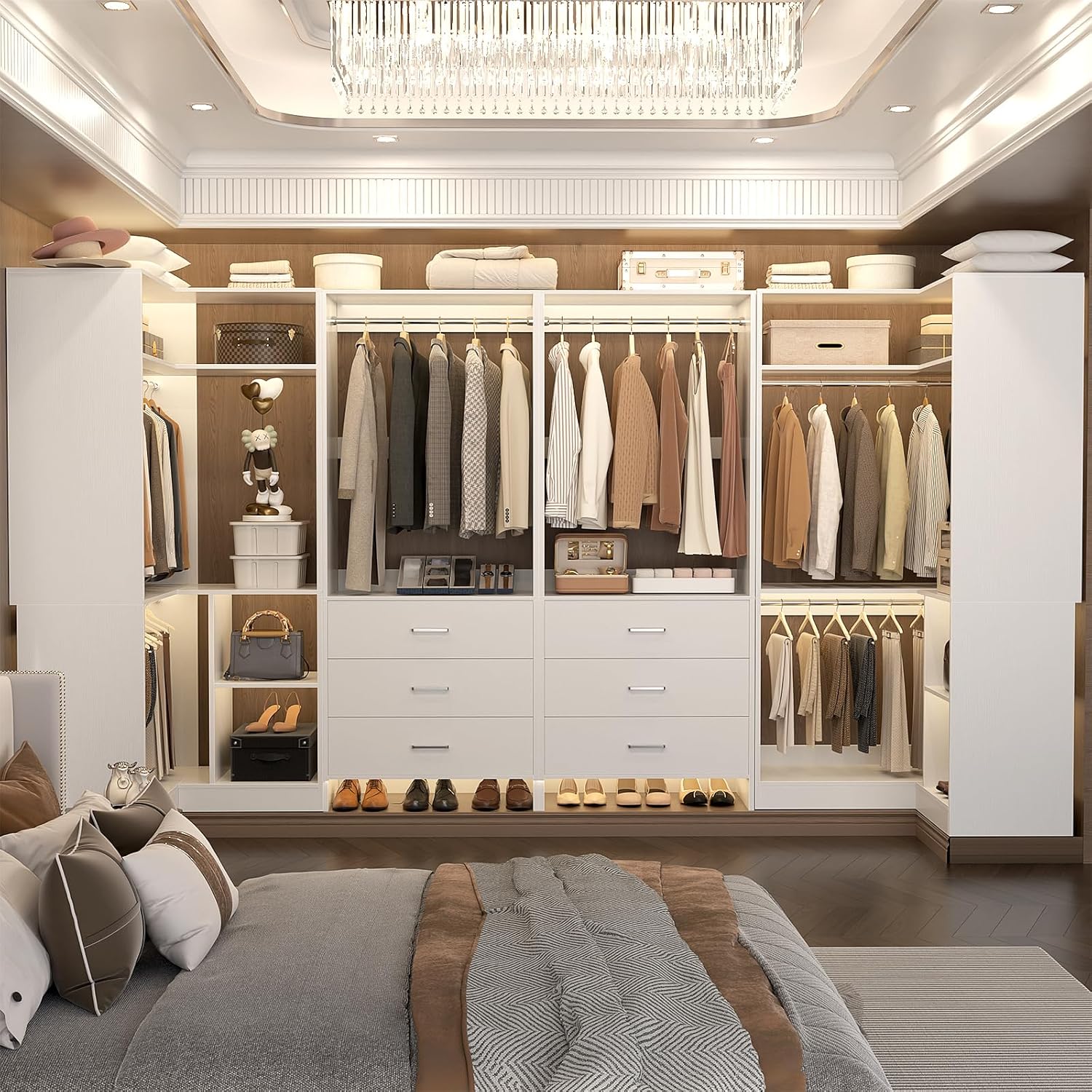 Aheaplus Closet System Review: Unbiased Pros & Cons 3 Aheaplus closet system review features in daily use showing drawer access, hanging space, and corner tower functionality
